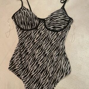 Zebra print body suit
